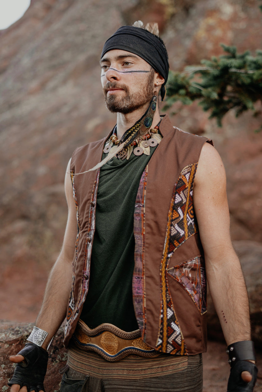 TRIBAL VEST - Light Brown – CONSCIOUS CONVERGENCE display picture 2